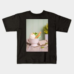 Vanilla and mint ice cream in cup Kids T-Shirt